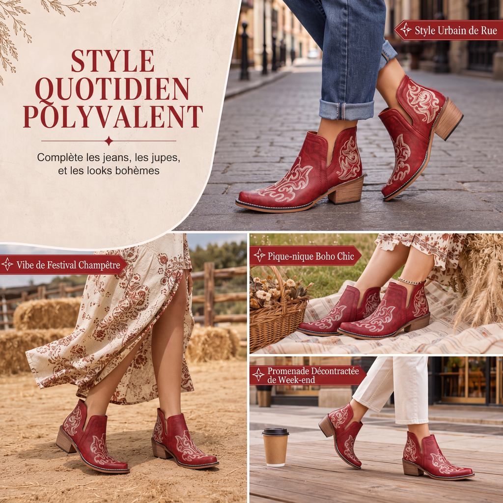 Bottines à lacets à talon bloc et coupe V rétro pour femmes, grande taille, unies ou à imprimé floral, pour l'automne et l'hiver