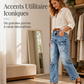 Jean droit stretch taille haute pour femme