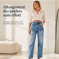 Jean droit stretch taille haute pour femme