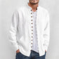 Chemise décontractée à col montant pour homme, manches longues
