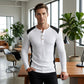 Chemise Henley pour homme en maille gaufrée à blocs de couleurs