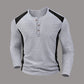 Chemise Henley pour homme en maille gaufrée à blocs de couleurs