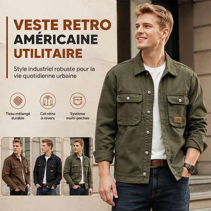 Veste cargo classique coupe ample pour homme