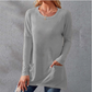 💥Grande promotion💥 T-shirt décontracté à manches longues pour femmes avec poche à col rond