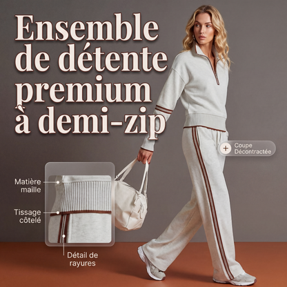 Ensemble de survêtement à demi-zip pour femme
