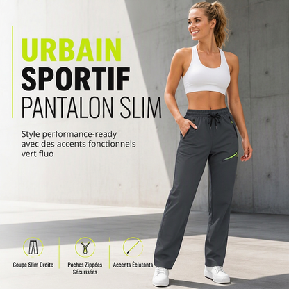 Pantalons de sport décontractés pour femme avec poches zippées