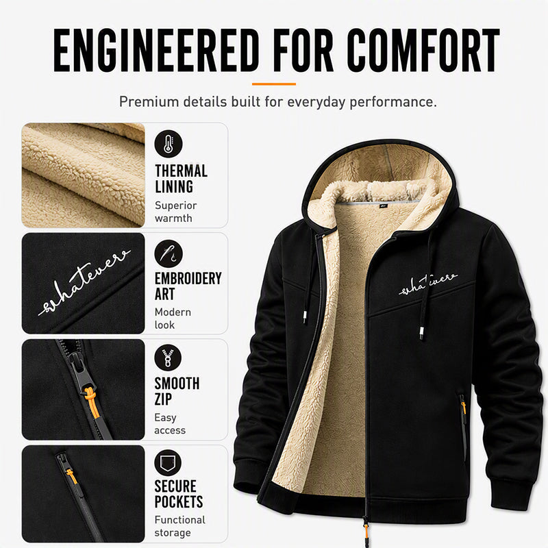 Sweat-shirt à capuche pour homme, avec fermeture éclair sur toute la longueur et doublure en sherpa