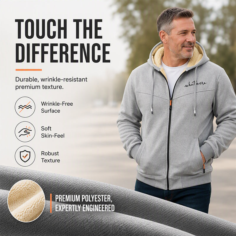 Sweat-shirt à capuche pour homme, avec fermeture éclair sur toute la longueur et doublure en sherpa