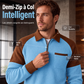 Sweat décontracté pour homme en maille gaufrette à quart de zip