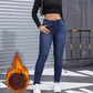 Jean skinny pour femme, très extensible, doublé de peluche