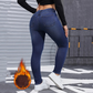Jean skinny pour femme, très extensible, doublé de peluche