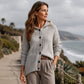 Cardigan à capuche en maille tressée pour femme
