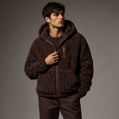 Veste en polaire à capuche zippée pour homme