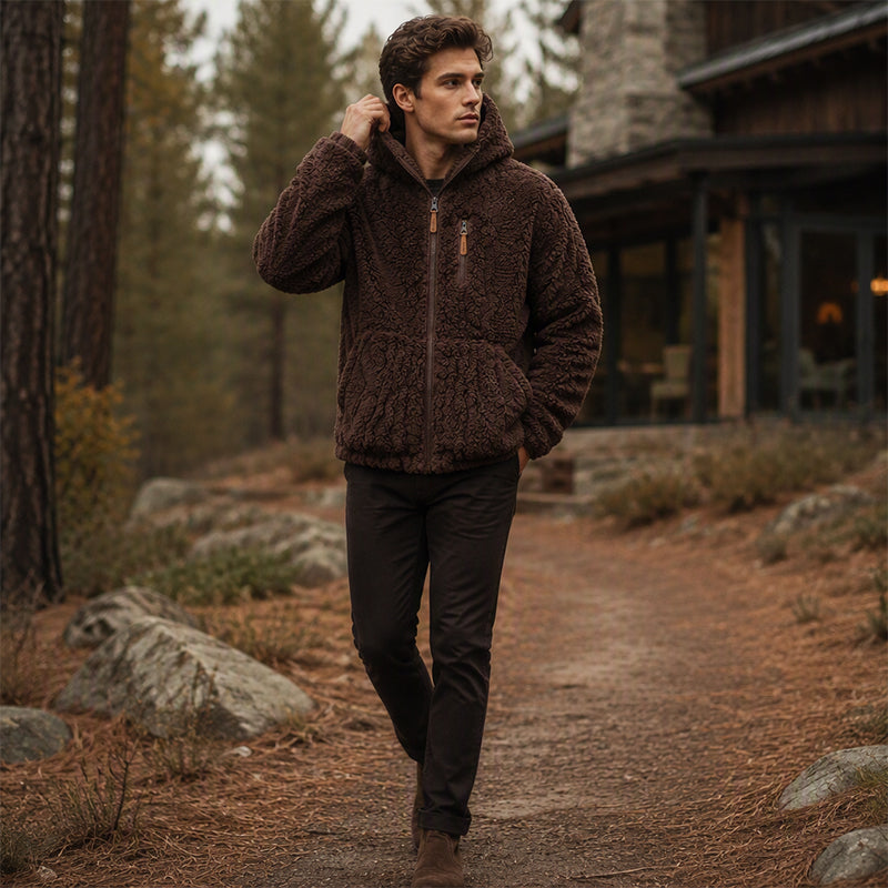 🔥 50% de réduction 🔥Veste en polaire à capuche zippée pour homme