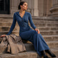 Robe longue à capuche en maille côtelée pour femme