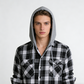 Veste-chemise à capuche en flanelle à carreaux pour homme