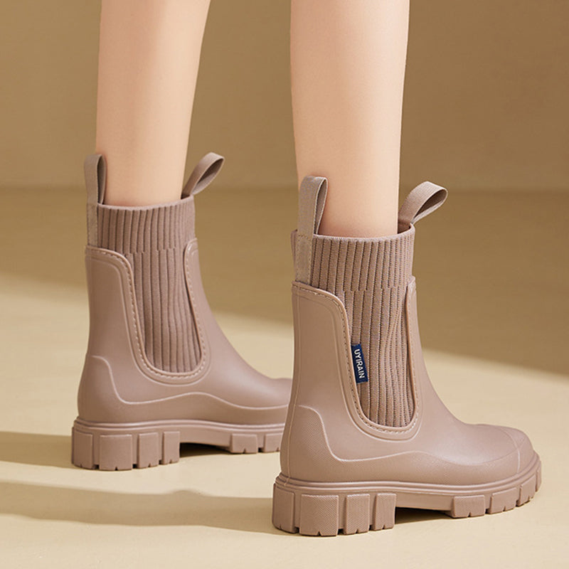 Bottes Mi-mollet Imperméables et Antidérapantes à Semelles Épaisses