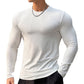 T-shirt à manches longues ajusté côtelé pour homme