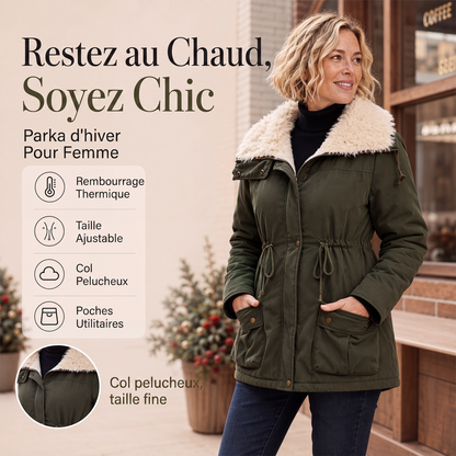 Veste matelassée à capuche mi-longue pour femme