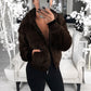 Veste Chaude en Fausse Fourrure avec Poches pour Femmes
