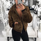 Veste Chaude en Fausse Fourrure avec Poches pour Femmes