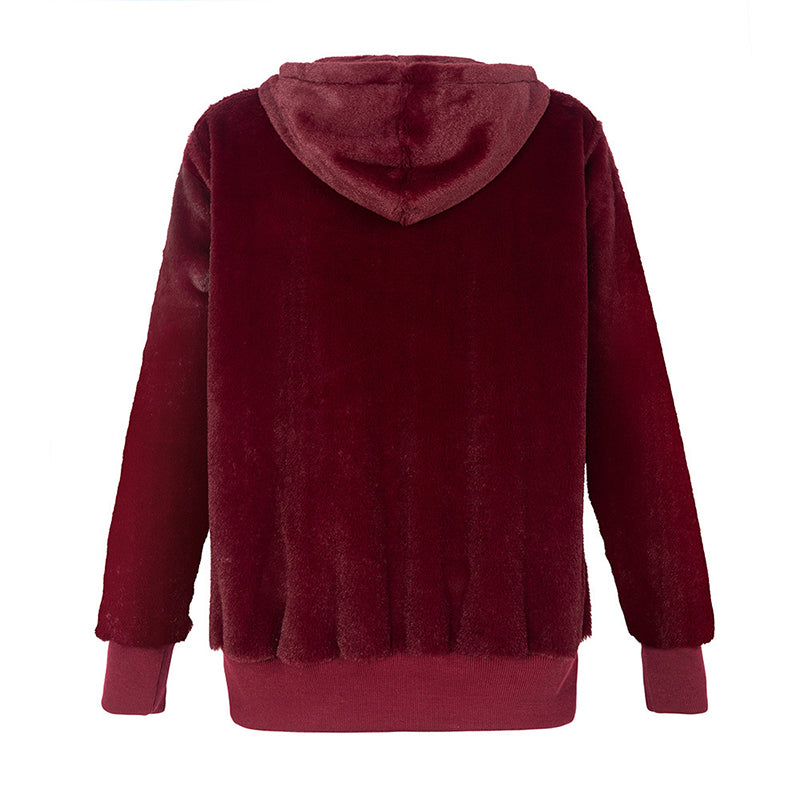 Veste Chaude en Fausse Fourrure avec Poches pour Femmes