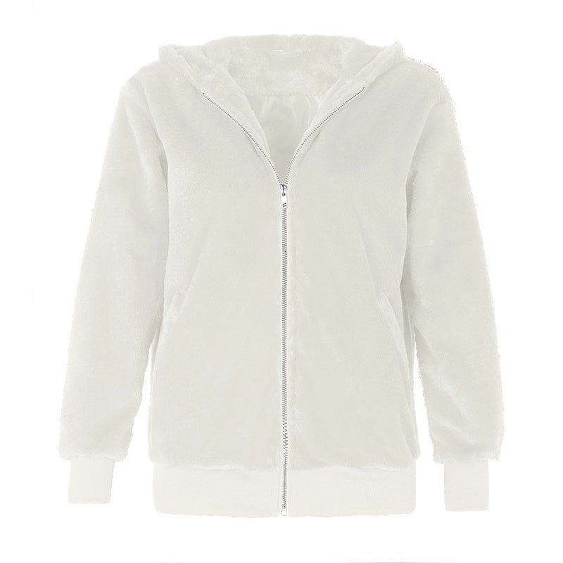Veste Chaude en Fausse Fourrure avec Poches pour Femmes