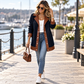 Veste en peluche à patchwork et à col revers pour femme