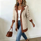 Veste en peluche à patchwork et à col revers pour femme