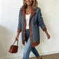 Veste en peluche à patchwork et à col revers pour femme