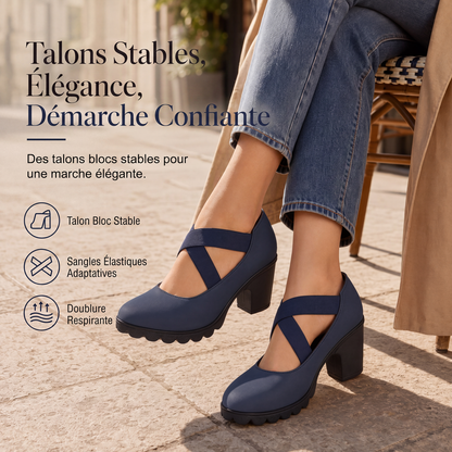 Chaussures Mary Jane à bout rond pour femmes avec brides croisées, talons épais, plateforme et découpes, talons hauts