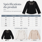T-shirt à manches longues pour femme avec patchwork en dentelle