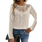 T-shirt à manches longues pour femme avec patchwork en dentelle