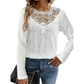T-shirt à manches longues pour femme avec patchwork en dentelle