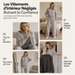 Ensemble de survêtement deux pièces pour femme en mélange de coton épais, avec veste zippée et pantalon large