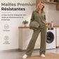 Ensemble de survêtement deux pièces pour femme en mélange de coton épais, avec veste zippée et pantalon large