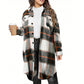 Manteau long à revers, à carreaux, élégant, pour femme