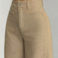 Pantalon large en velours côtelé à taille haute pour femme