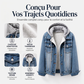 Veste en jean à capuche superposée pour femme, avec doublure chaude