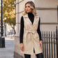 Veste sans manches pour femme en cuir PU élégant