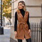 Veste sans manches pour femme en cuir PU élégant