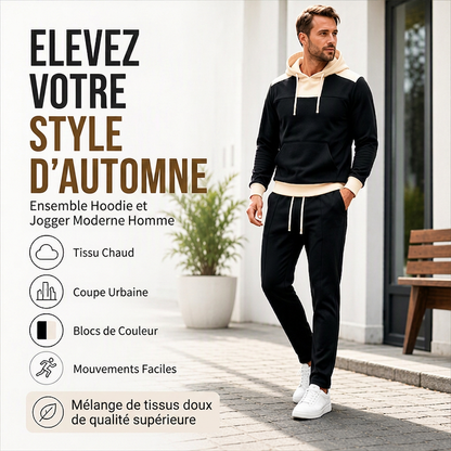 Ensemble sweat à capuche et pantalon color-block pour homme