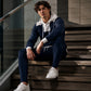 Ensemble sweat à capuche et pantalon color-block pour homme