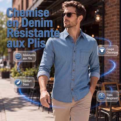 Chemise en jean décontractée à manches longues pour homme