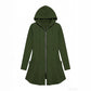 Veste à capuche mi-longue zippée pour femme