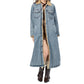 Manteau long en jean doublé chaud pour femme