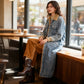 Manteau long en jean doublé chaud pour femme