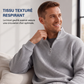 Sweat décontracté pour homme à texture gaufrée, demi-zip