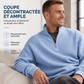 Sweat décontracté pour homme à texture gaufrée, demi-zip