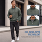 Sweat décontracté pour homme à texture gaufrée, demi-zip